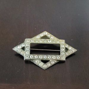 Vintage Goody Art Deco Diamond Shaped Rhinestone Brooch Pin